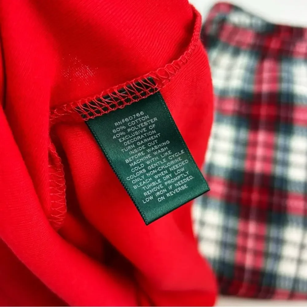 Lauren Ralph Lauren Red Logo Pajama Set with Red Plaid Pants